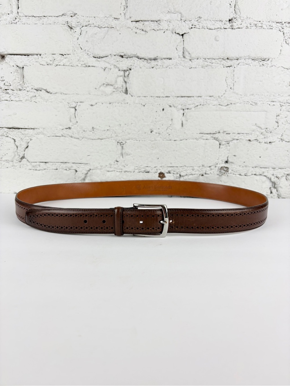 Allen Edmonds Manistee Belt Leather Brown Eyelet Mens 44